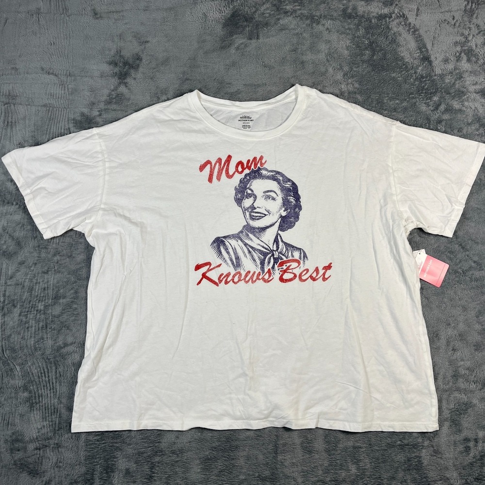 Way To Celebrate Mothers Day T Shirt Women 2XL White Mom Knows Best Graphic Logo